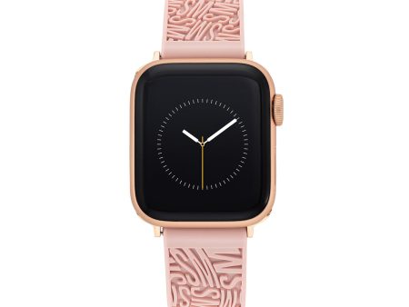 Apple Watch® RUBBER LOGO BAND 42 44 45MM PINK For Sale