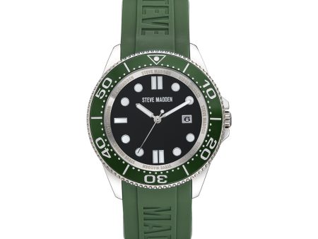 RUBBERIZED ENAMEL CASE WATCH GREEN MULTI For Cheap