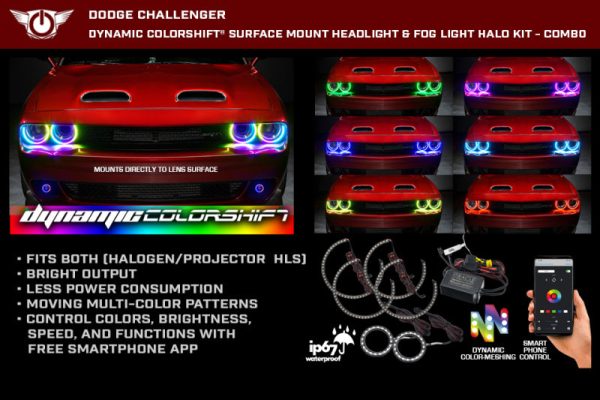 Oracle 15-23 Dodge Challenger Dynamic Surface Mount Headlight Halo Kit - SEE WARRANTY Fashion