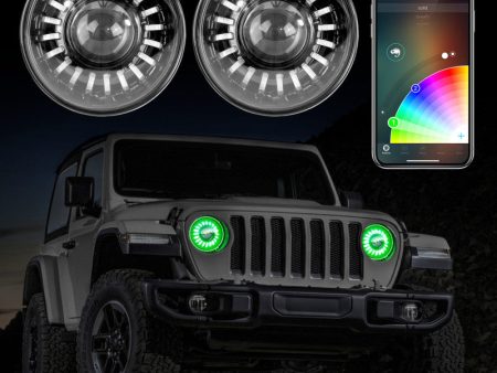 XK Glow 2pc 7in App Control RGB Wrangler JL Headlight Kit w  Mounting Brackets on Sale