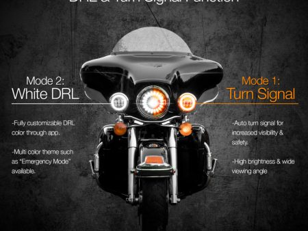 XK Glow 4.5In Chrome RGB LED Harley Running Light XKchrome Bluetooth App Controlled Kit on Sale