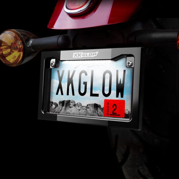 XK Glow Motorcycle License Plate Frame Light w  White LED - Chrome For Cheap