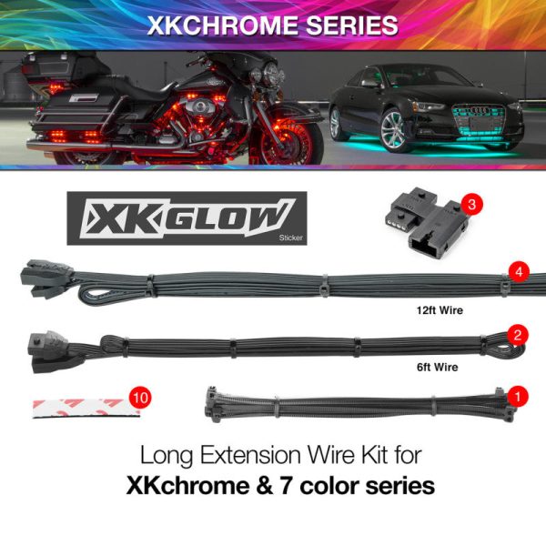 XK Glow Extension Wire Kit for XKchrome & 7 Color Series for Car Hot on Sale