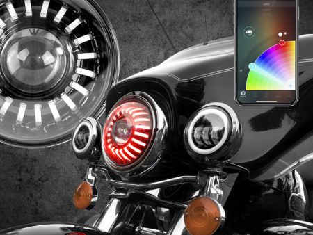 XK Glow 7In RGB LED Harley Headlight XKchrome Bluetooth App Controlled Kit Online Hot Sale