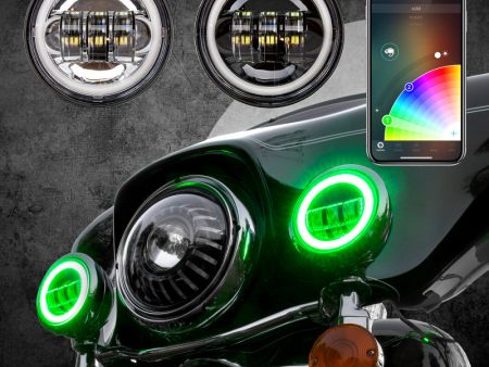 XK Glow 4.5In Black RGB LED Harley Running Light XKchrome Bluetooth App Controlled Kit Online now