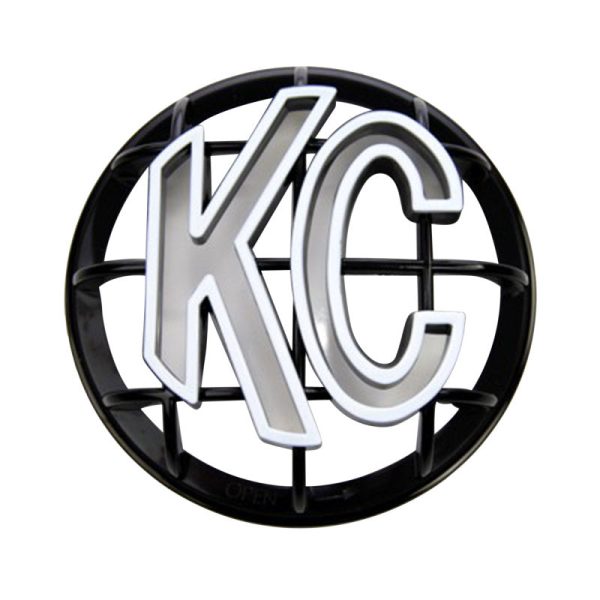 KC HiLiTES 5in. Round ABS Stone Guard for Apollo Lights (Single) - Black w White KC Logo Online now