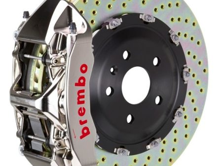 Brembo 15-23 Mustang GT V6 EcoBoost Front GTR BBK 6 Piston Billet 380x34 2pc Rotor Drilled- Nickel For Cheap