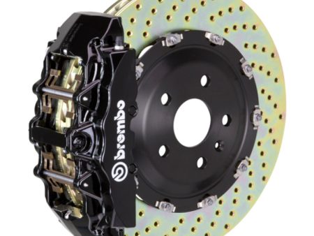 Brembo 15-23 Mustang GT V6 EcoBoost Front GT BBK 6 Piston Cast 380x34 2pc Rotor Drilled-Black on Sale