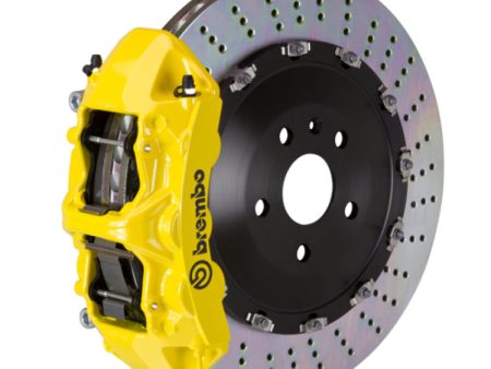 Brembo 15-23 Mustang GT (S550) Front GT BBK 6 Piston Cast 405x34 2pc Rotor Drilled- Yellow Online Sale