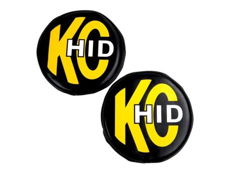 KC HiLiTES 8in. Round Soft Cover HID (Pair) - Black w Yellow Brushed KC Logo on Sale