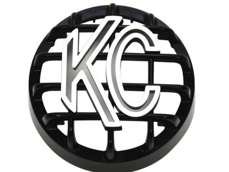 KC HiLiTES 4in. Round ABS Stone Guard for Rally 400 (Single) - Black w White KC Logo Hot on Sale