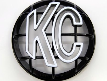 KC HiLiTES 5in. Round ABS Stone Guard for Apollo Lights (Single) - Black w White KC Logo Online now