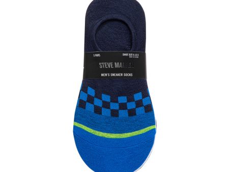 5PK MEN S BLUE MULTI SNEAKER SOCKS Online Sale